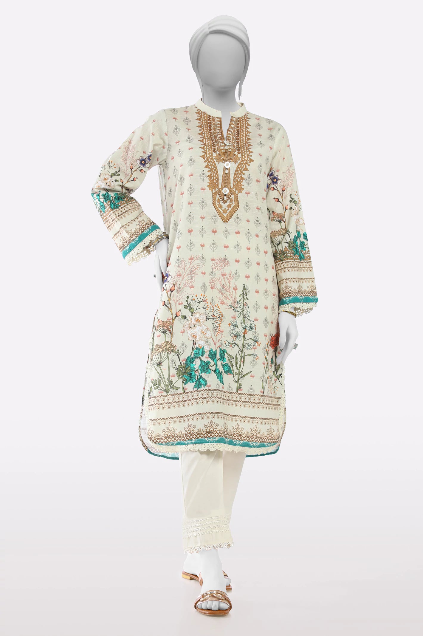 The Latest Trends Off White Printed Kurti