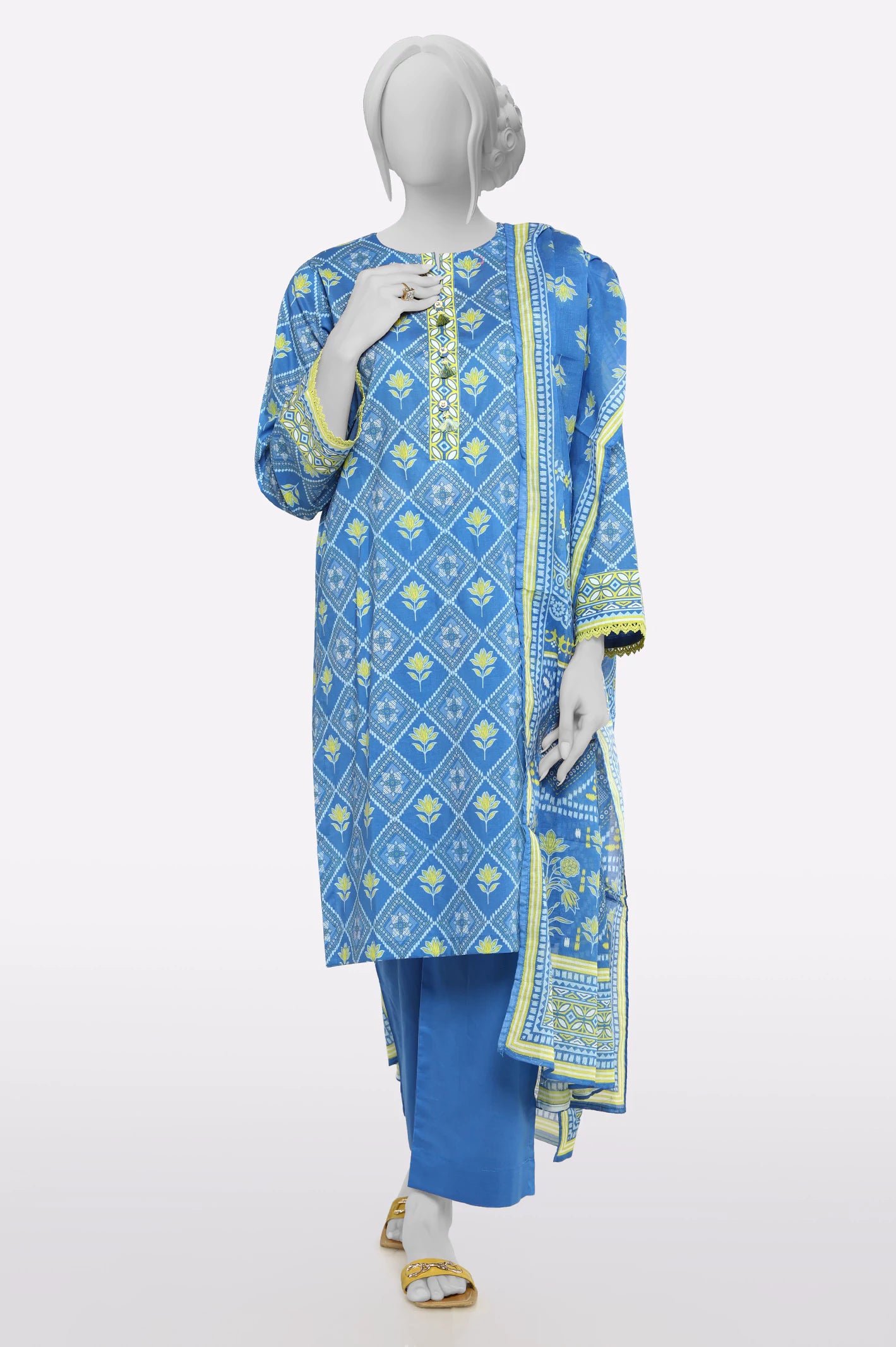 Luxury Fashion Blue Printed 3PC