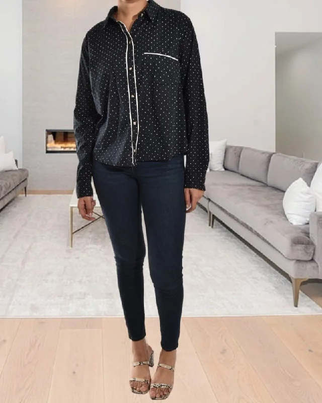 Modern Chic Discounts Black And White Spotted Shirt