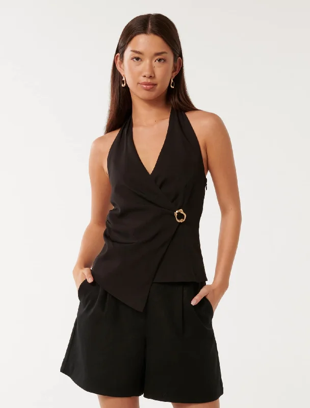Luxury Casual Deals Joelle Draped Halter Top