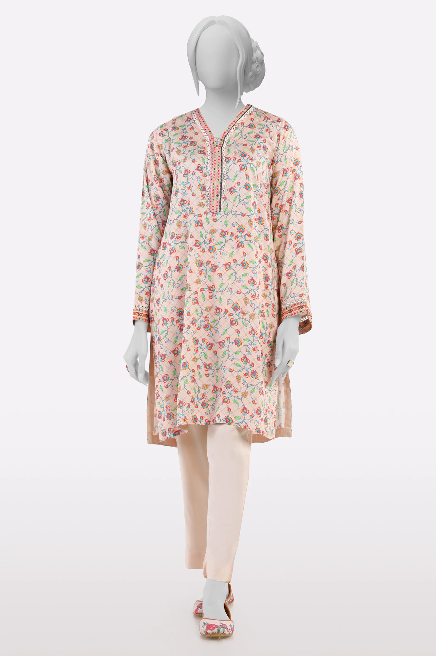 Vintage-Inspired Style Offers Peach Printed 2PC
