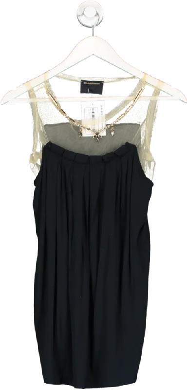 Chic Style, Always In Vogue Roberto Cavalli Black Embellished Pleated Top UK 10