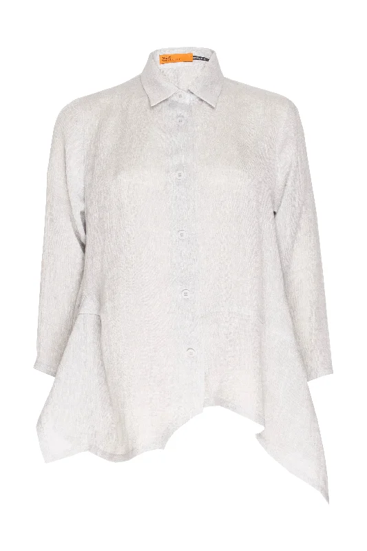 Limited Styles Asymmetric Angle Shirt - Silver Linen 9771
