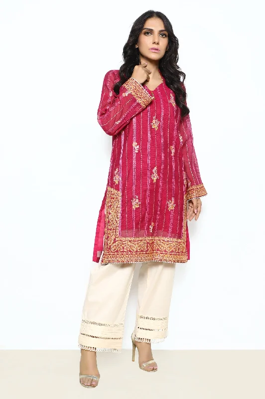 Vintage-Modern Style Offers Khaddi Net Pink Kurti
