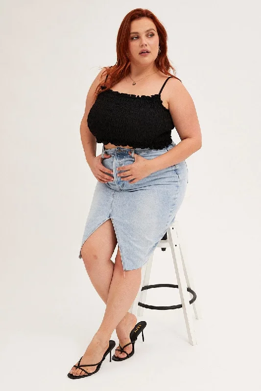 Special Offer For You Black Singlet Top Square Neck