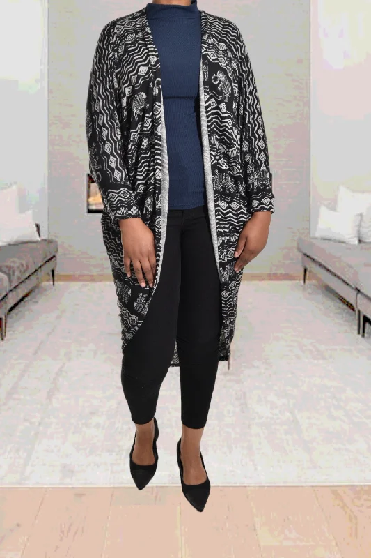 Exclusive Discounts Black And White Zig Zag Long Shrug