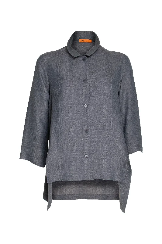 Sophisticated Fashion Drop Hem Shirt - Charcoal Viscoes/Silk 4614