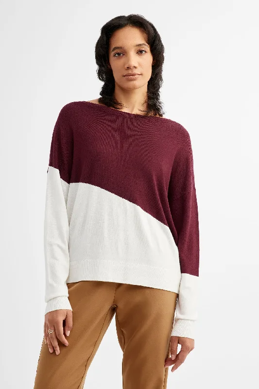 Sustainable Fashion Extravaganza Chandail tricot col bateau blocs de couleurs - Femme