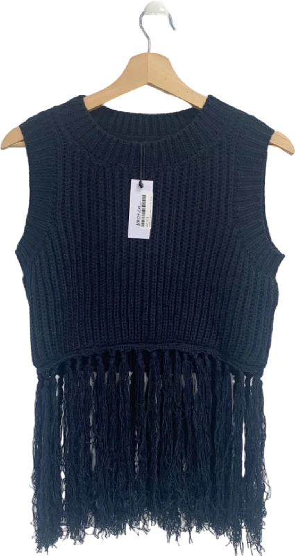 Style Redefined Nasty Gal Black Fringe Top UK 8