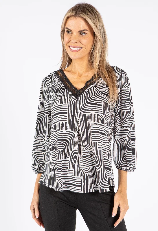 Limited Stock Lace Neckline Printed Top