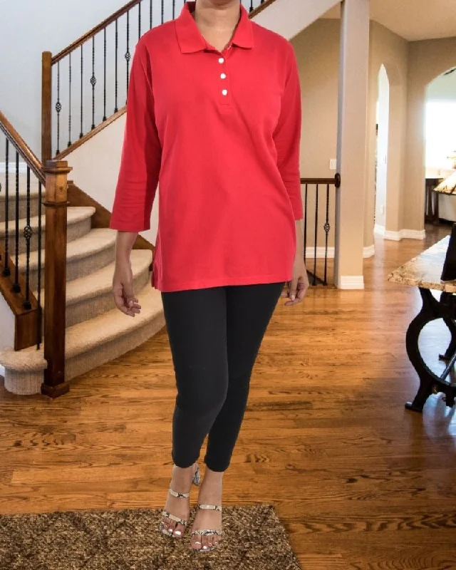 Limited Time Flash Sale Ladies Red Collar Top
