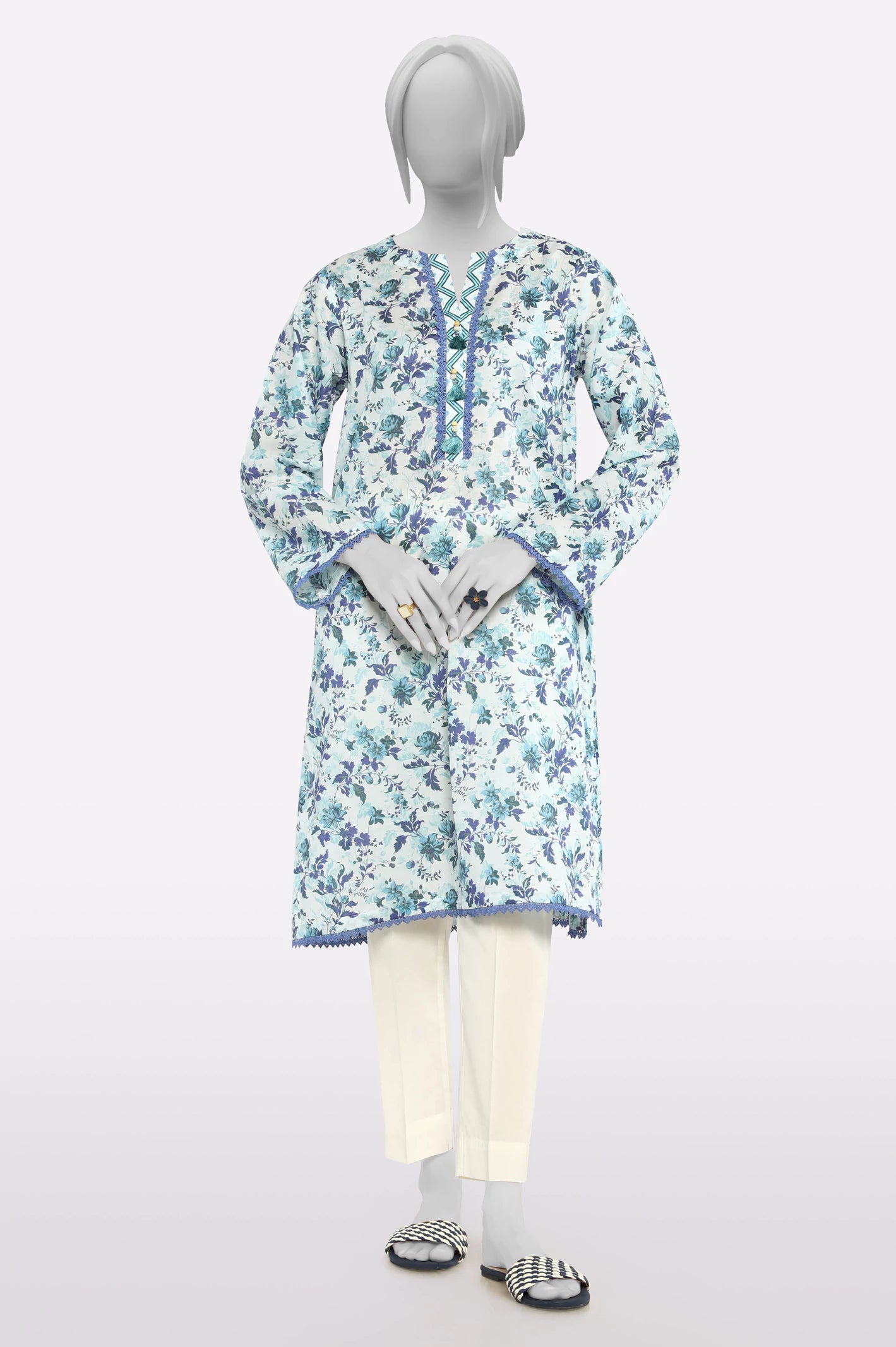 Relaxed Style Deals Sky Blue Printed Kurti