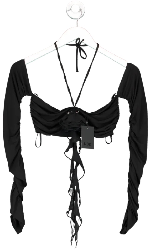 Imeless Style NBD Black Off The Shoulder Halter Top UK XS