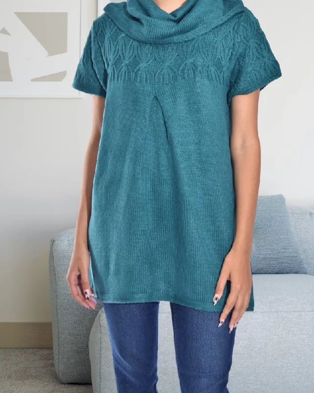 Discover Now Teal Cowl Neck Jersey Top