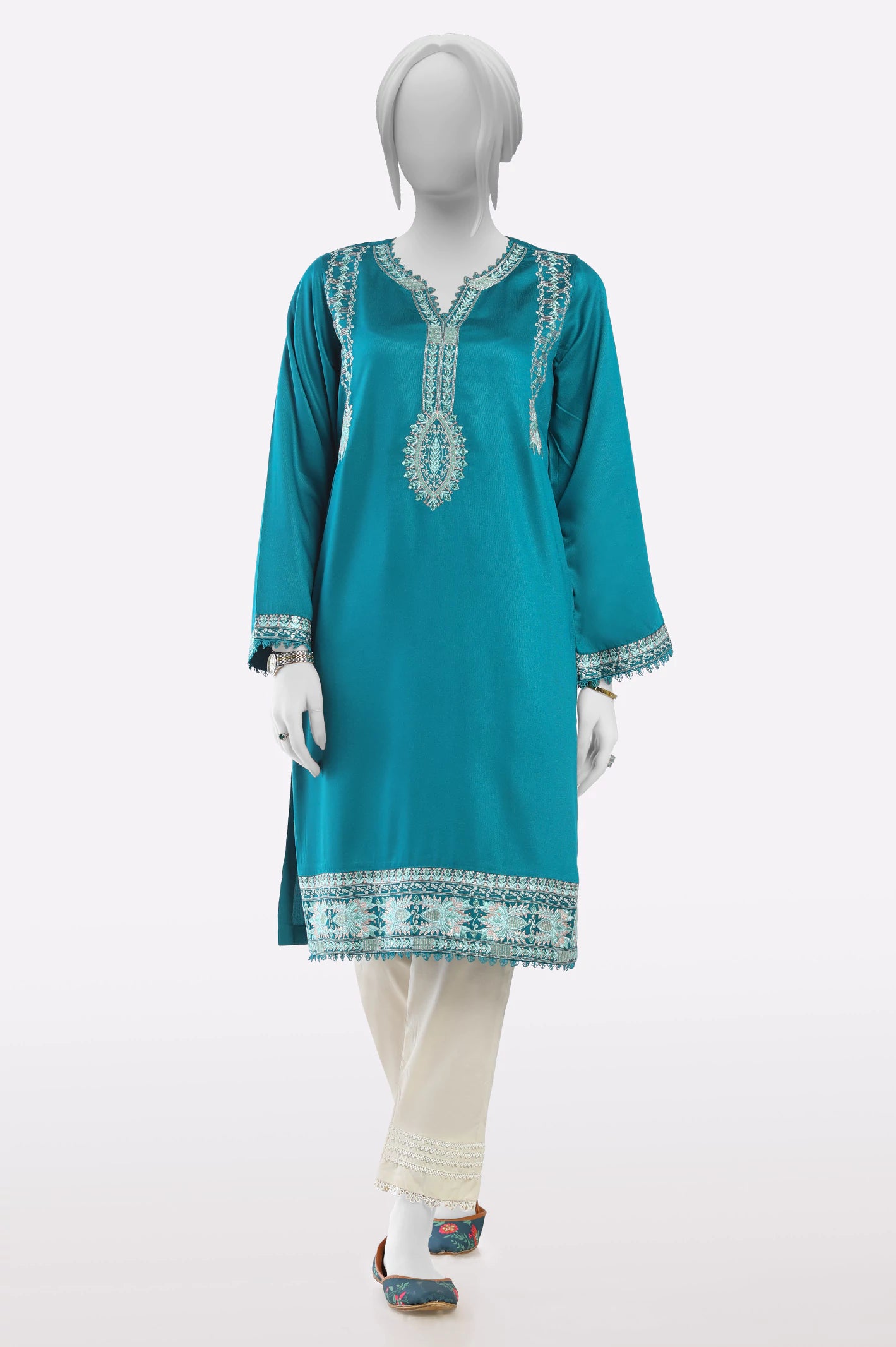 Best Deals Of The Season Green Embroidered Kurti