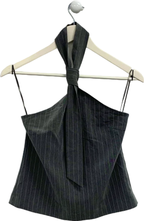 Style Upgrade Modstrom Grey Pinstripe EmiliaMD Tie Top XS