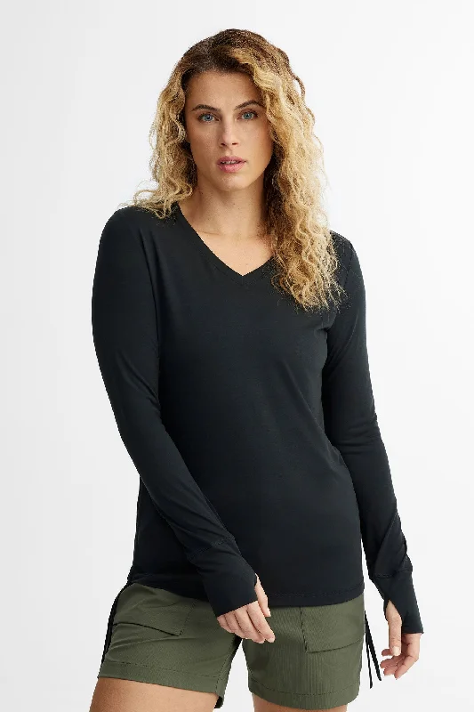 High-End Style Discounts Chandail col V manches longues en Lyocell BM - Femme