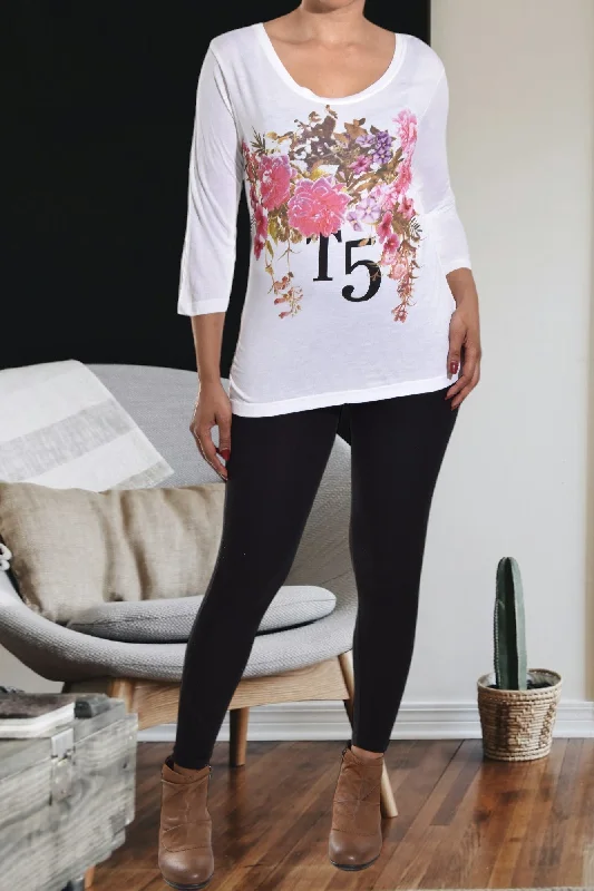 Chic And Trendy Printed White Top