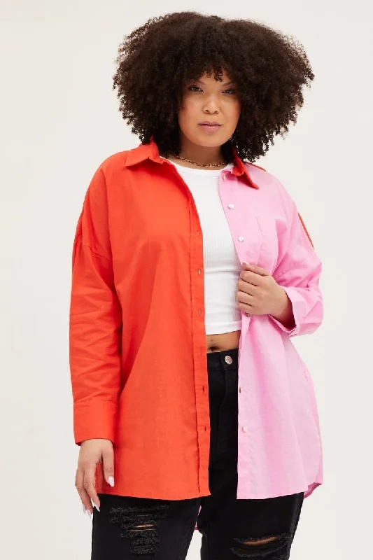Special Offers, Don't Miss Orange Color Block Shirts
