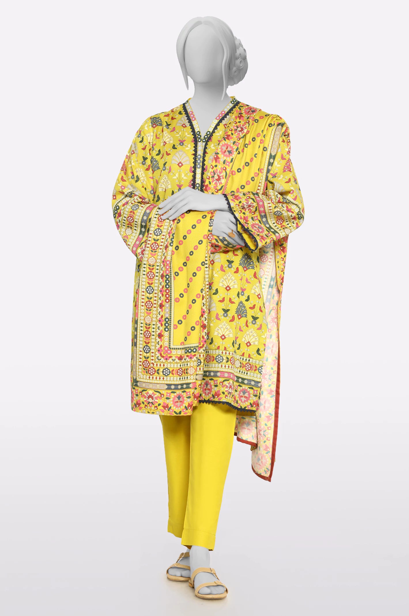 Chic Trend Collection Mustard Printed 3PC