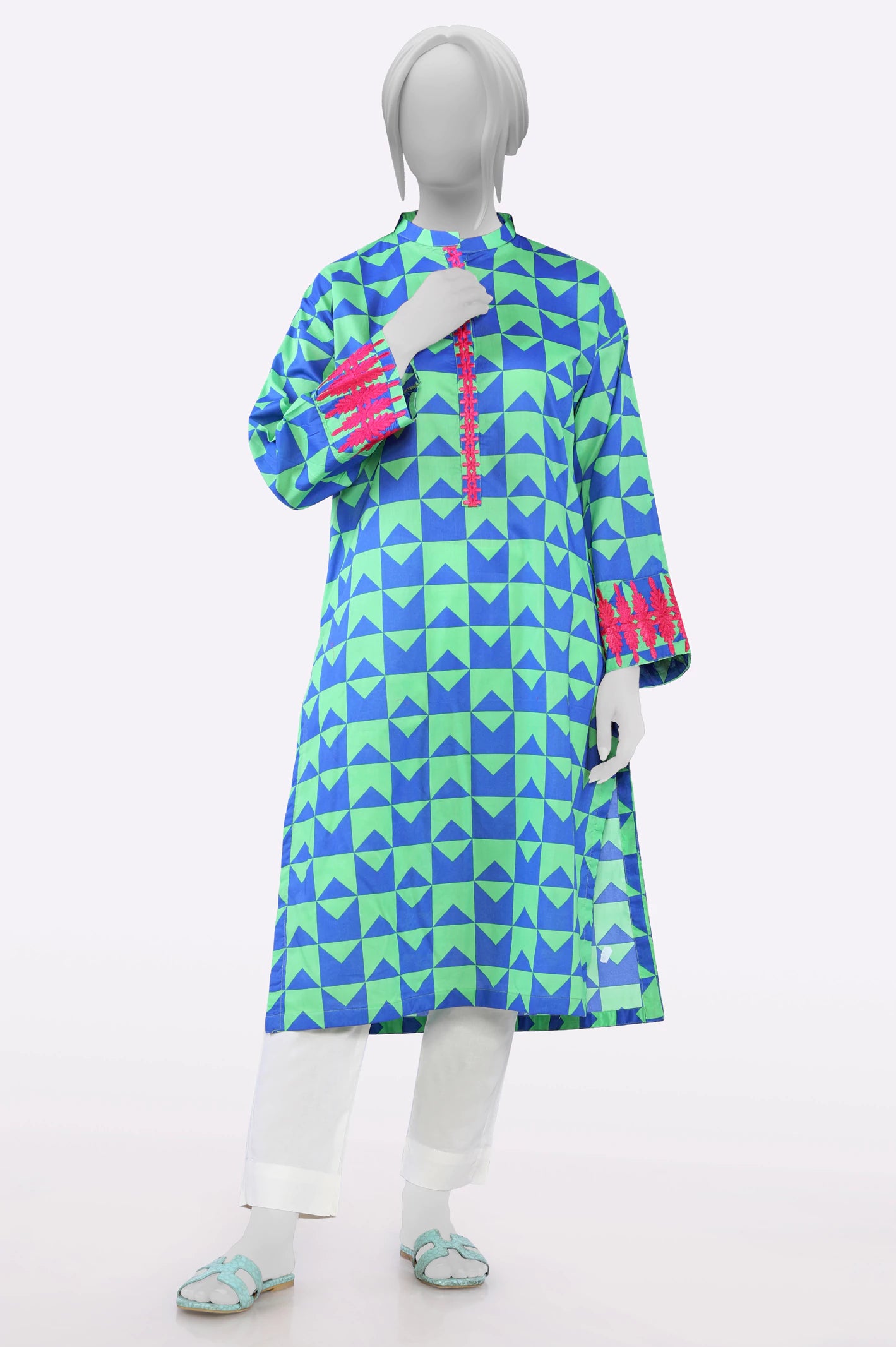 Imeless Style Blue Printed Kurti