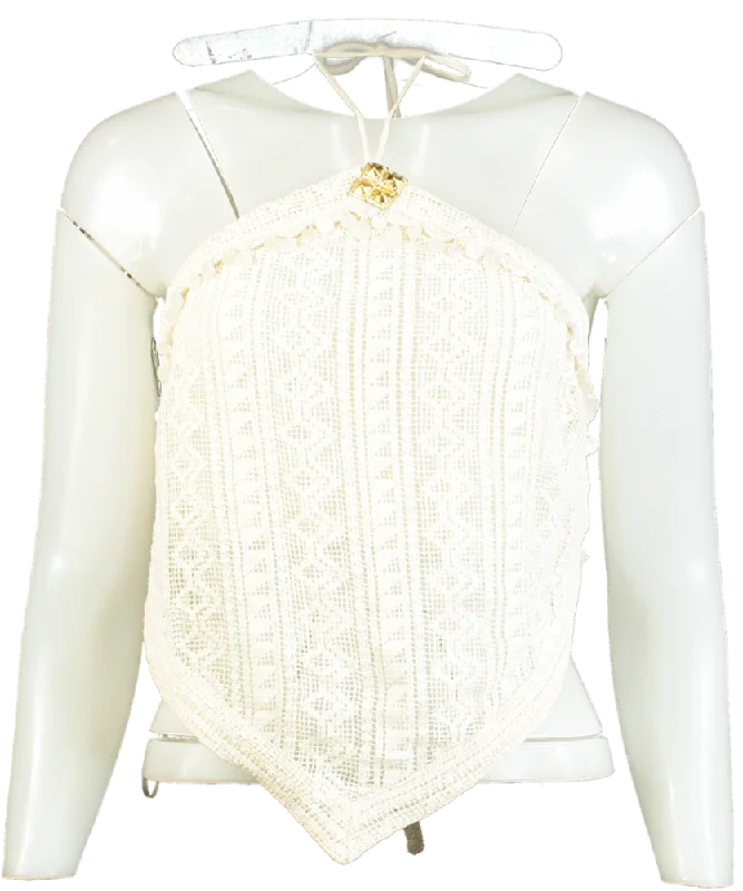 Avant-Garde Style Promotions River Island Cream Poolside Halterneck Top UK XS