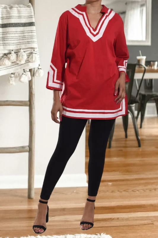 Street Chic Discounts Red And White Curve Plus Top