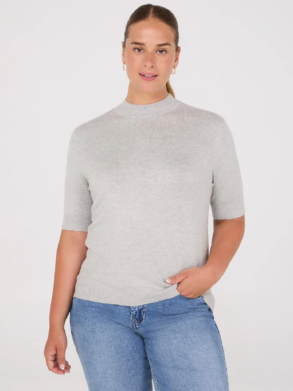 Vibrant Style Promotions Mock Neck Elbow Sleeve Top