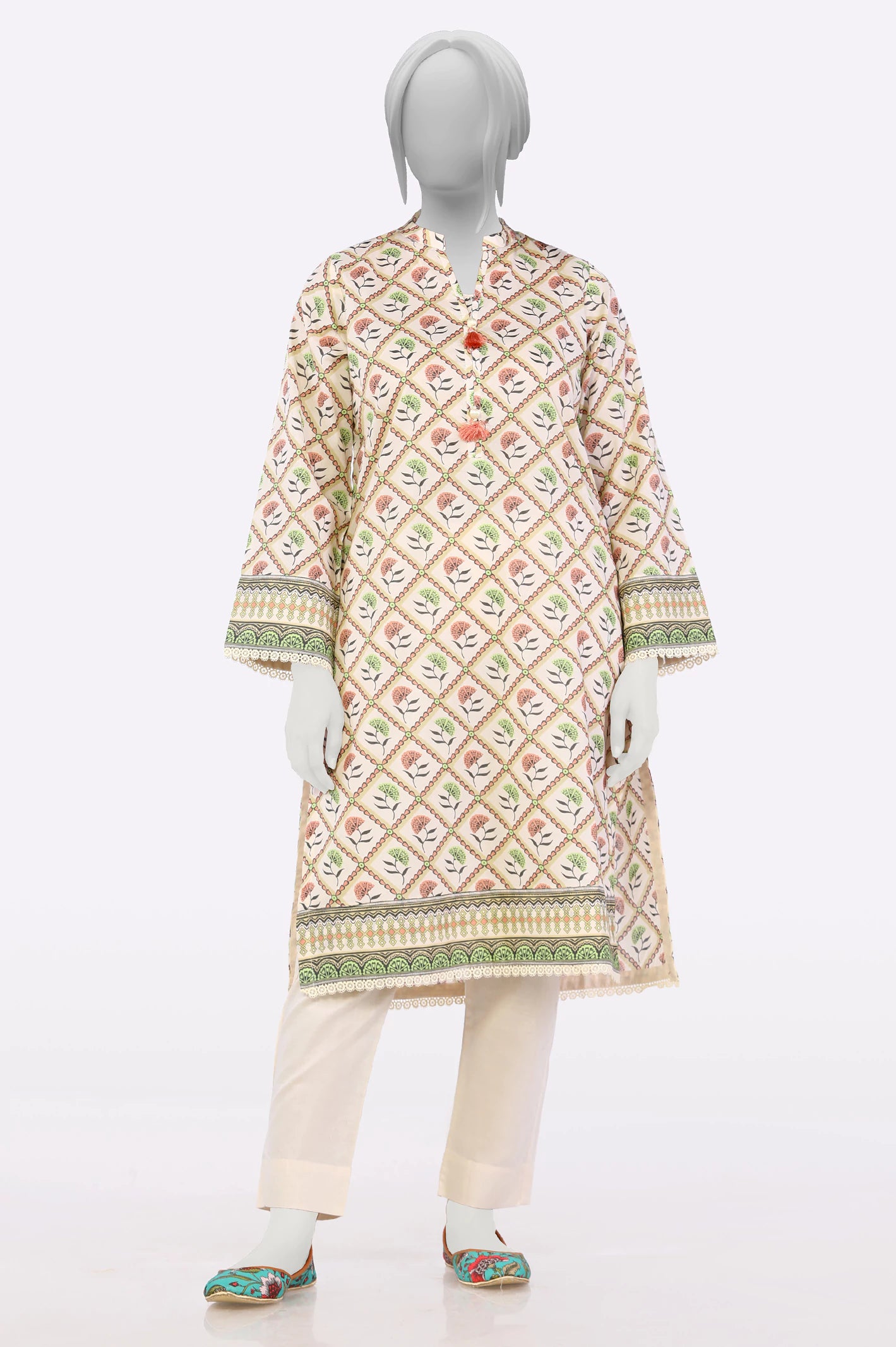Don't Miss Out Off White Printed 2PC