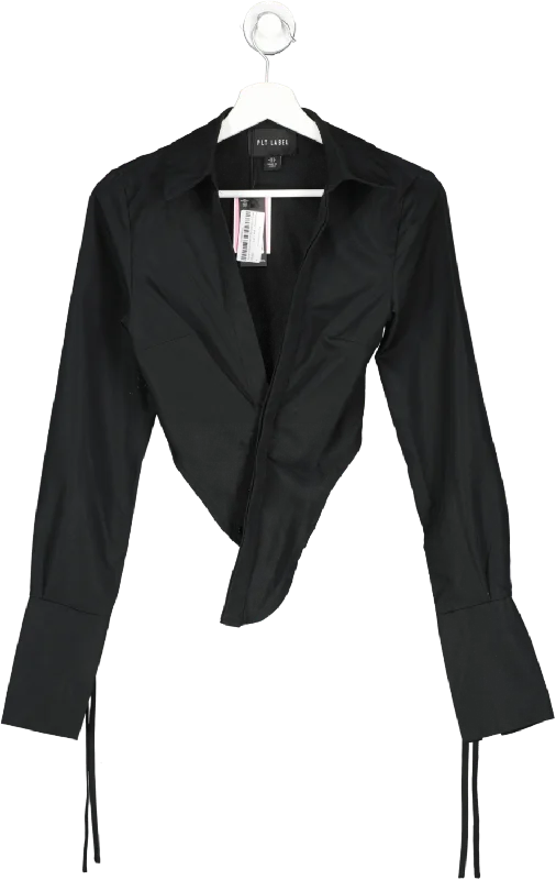 Statement Fashion Offers PrettyLittleThing Black Asymmetric Hem Shirt UK 4