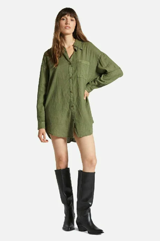 Shop Sale Items Vintage Linen L/S Woven Shirtdress - Sea Kelp