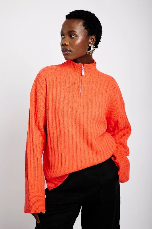Seasonal Style Discounts Half Zip Jumper in Coral