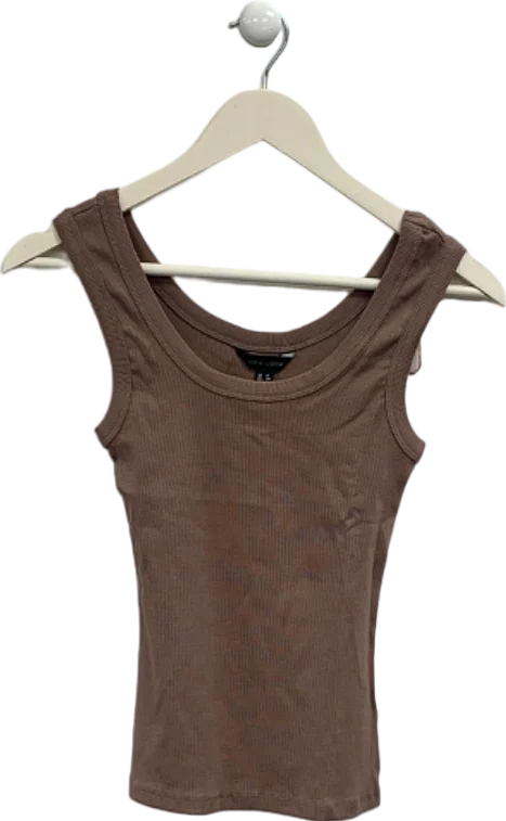 Trendy Fashion Sale New Look Brown Wide Trim Top UK 6