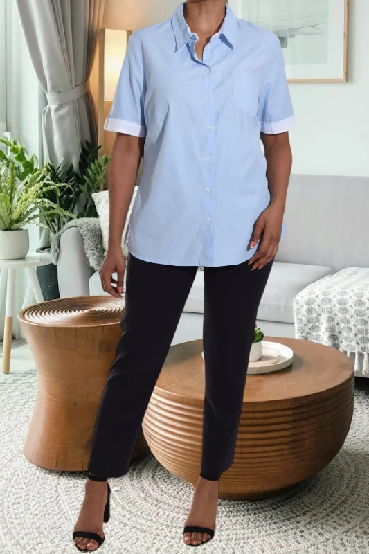 Trendy Women's Wear Collection Light Blue Button Through Shirt