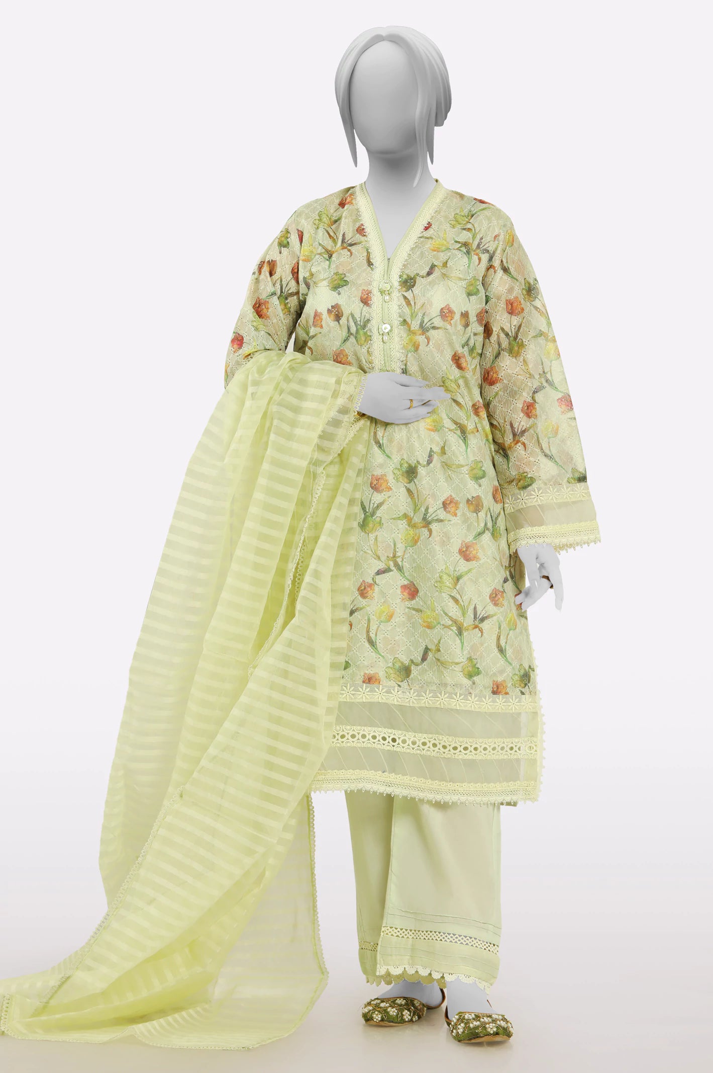 Shop Sales Yellow Embroidered 3PC