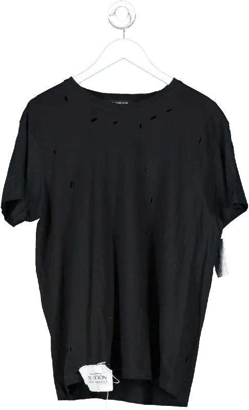 Romantic Chic Deals Dolce & Gabbana Black Jersey T Shirt With Rips UK XL