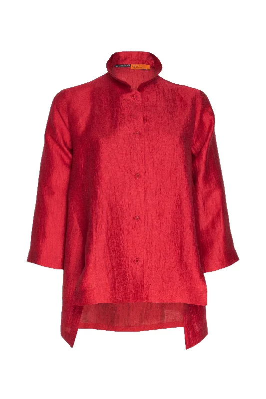 Fashion Deal Drop Hem Shirt - Cherry Linen 9767