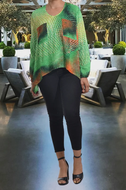 The Latest Fashion Trends Multi Color V Neck Flair Top