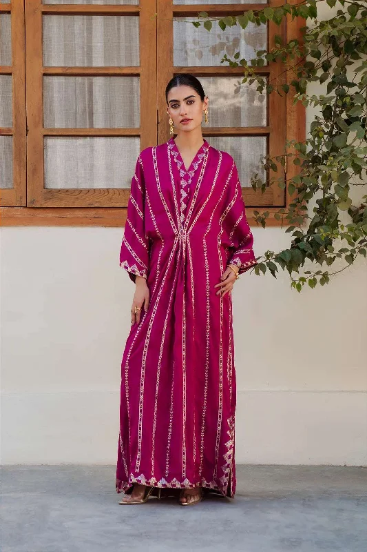 Flash Sale Now 1 Piece Embroidered Raw Silk Kaftan