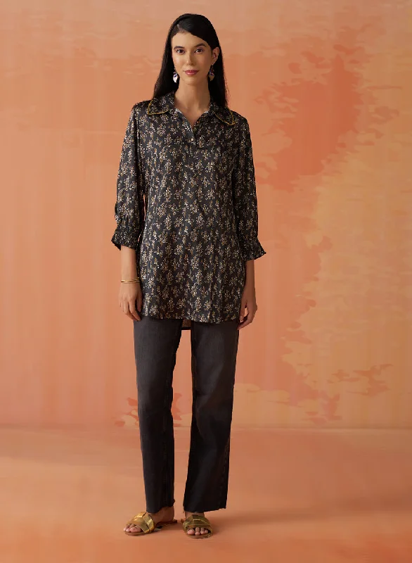Retro Style Promotions Saanjh Navy Printed Top for Women