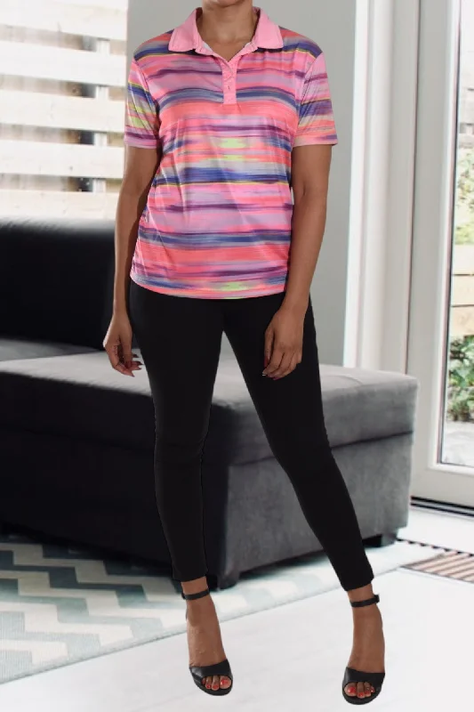 Hot Picks Ladies Multi Stripe Golfer