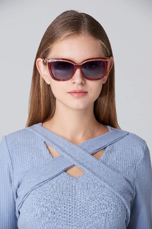 Hot Sale Maroon and Gold Top Rim Detail  Sunglasses