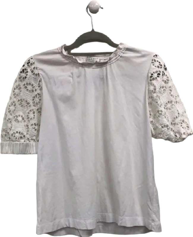 Low Price Special Sandro White Lace Sleeve Top S