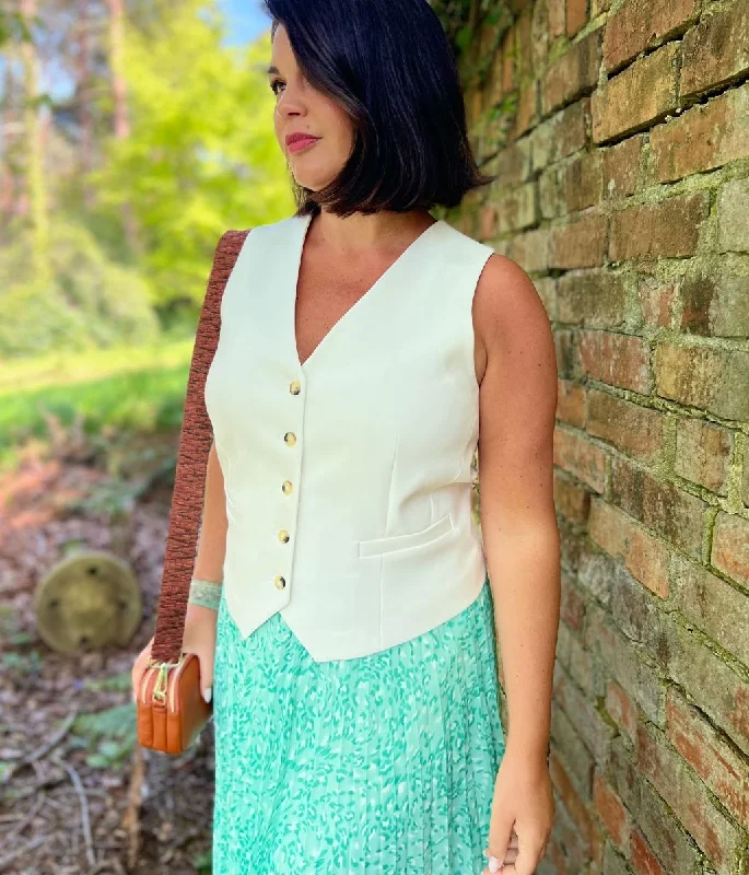 Flirty Fashion Discounts Ivory Tailored Waistcoat
