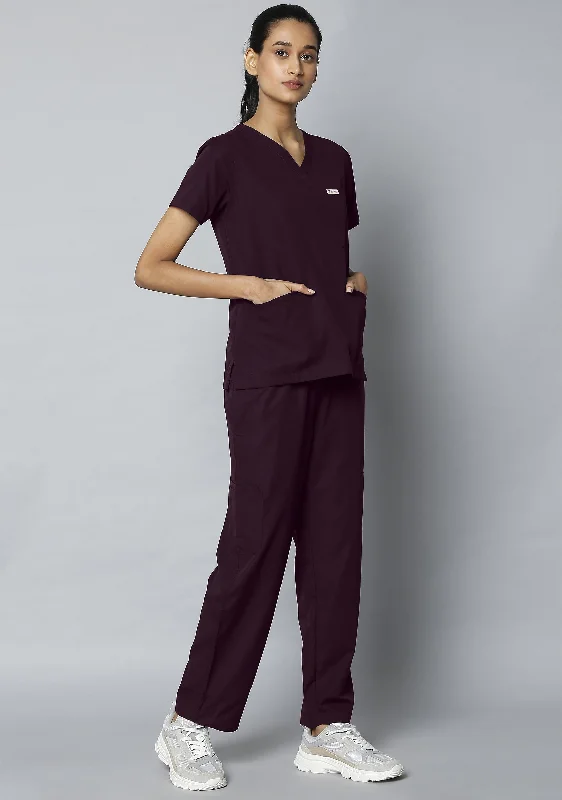 Stylish Deals Classic Women's 10 Pocket (Wine) Scrub
