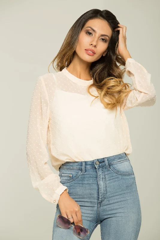 Fall Sale, Prices Drop Peach Sheer Full Sleeves Top