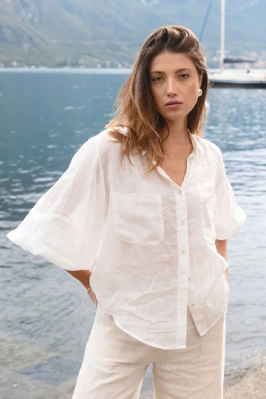 Premium Style Offers Sojourn Ivory Ramie Oversized Coverup Shirt