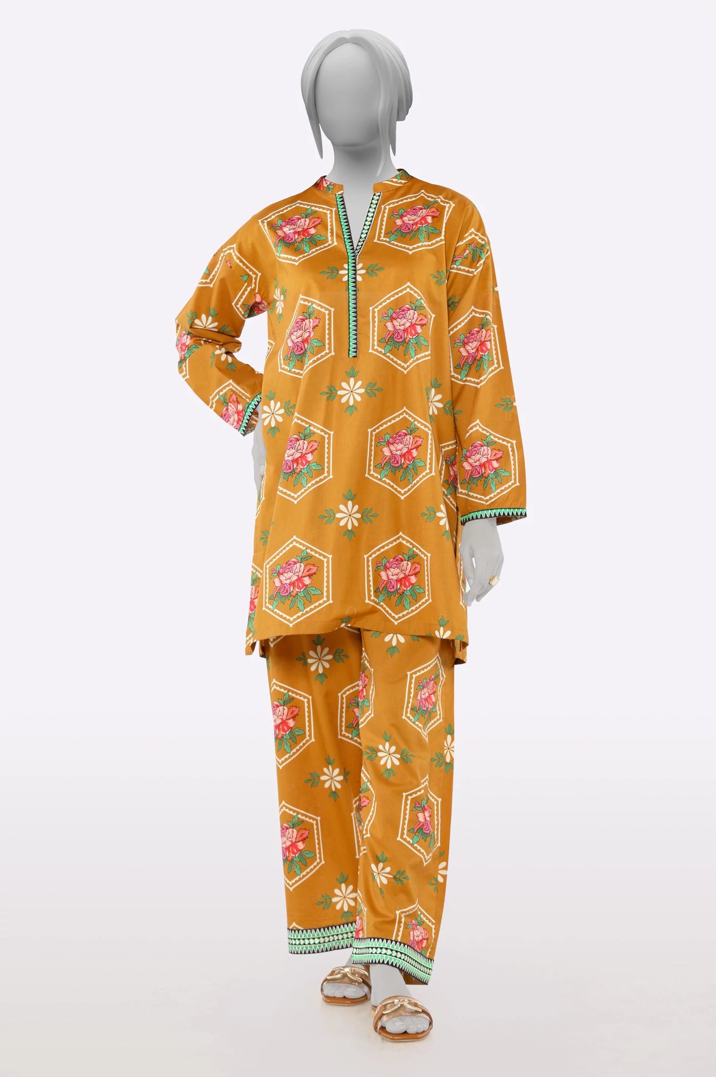 Popular Collection Brown Printed 2PC