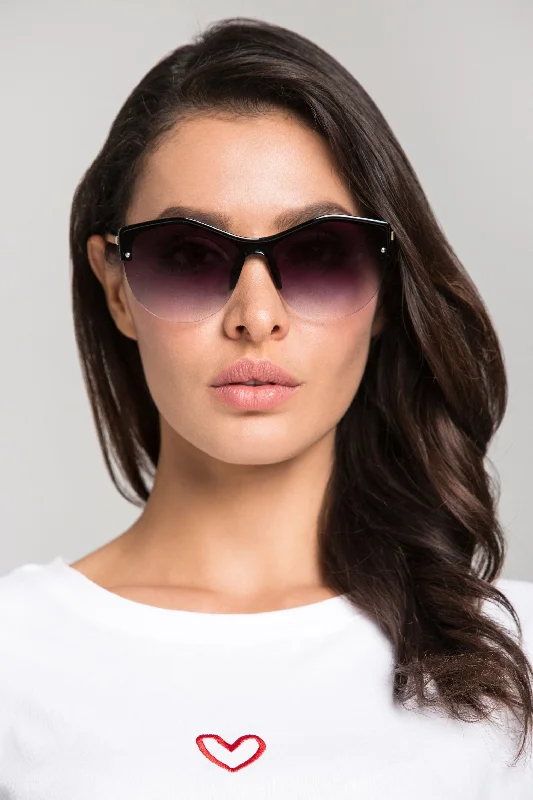 Vintage Style Deals Black Gradient Top Rim Sunglasses