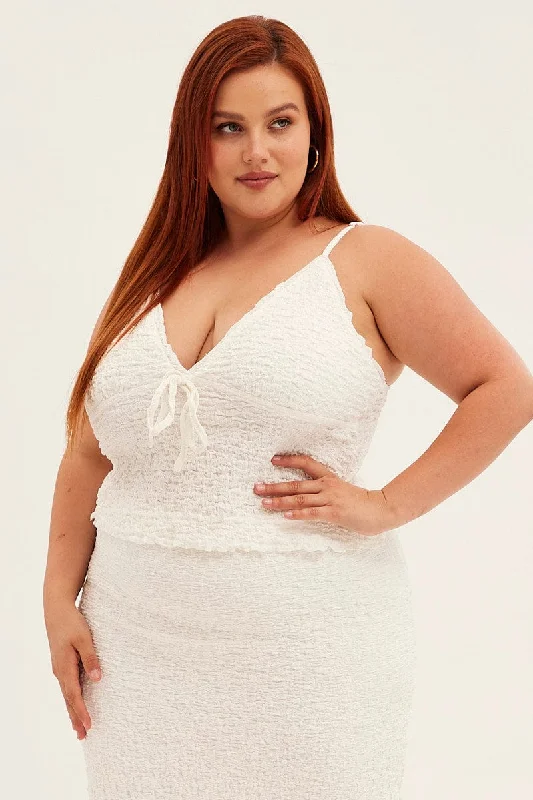 Exclusive Fashion Deals White Singlet Top V-neck